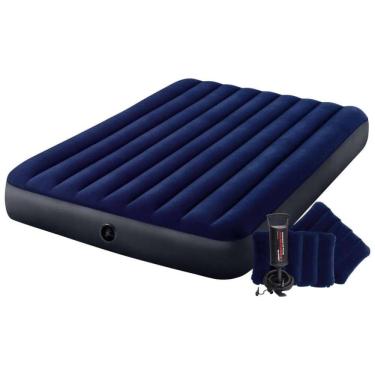 Imagem de Colchão Inflável Queen com Bomba de Ar e Travesseiros Inclusos, Até 272 kg, INTEX 68765E, Azul