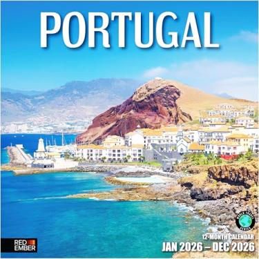 Imagem de RED EMBER Calendário de parede Portugal 2026 12 meses | 30,5 cm x 61 cm aberto | Papel grosso e resistente | Presente | Calendário 2026