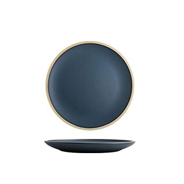 Imagem de Prato de serviço pratos de jantar de porcelana de 26,5 cm elegantes pratos de sobremesa redondos foscos para salada de sushi, bife e macarrão, pratos de mesa domésticos, pratos de cores sortidas (cor