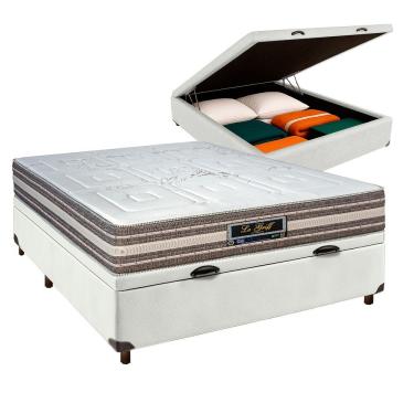 Imagem de Cama Box Bau Branco Casal + Colchão Molas Ensacadas Legriff Sankonfort