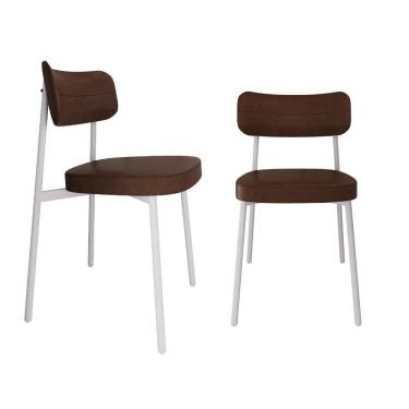 Imagem de Conjunto 2 Cadeiras De Jantar Alloa Courino Whisky Estrutura Branca