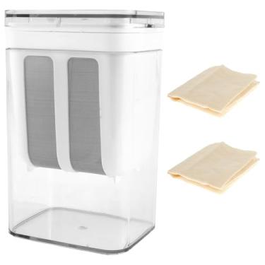 Imagem de Coador de iogurte grego de 1100 ml, filtro de iogurte fino, filtro de iogurte de aço inoxidável, para iogurte, queijo, suco de frutas (pano de filtro)