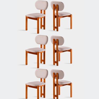 Imagem de Kit 6 Cadeiras Organicas Madeira Maciça Móveis Mundial Mel/prata