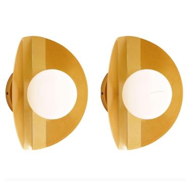 Imagem de Kit 2 Arandelas Luminária Parede Cacau Globo Vidro Dourado