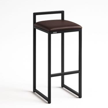 Imagem de Banqueta Ferro Alta Industrial Metal Quadrada Bar Moderno Corino