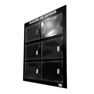 Imagem de Quadro Aviso E Gestão Á Vista 6 Displays A4 Horizontal ACM Preto Paine