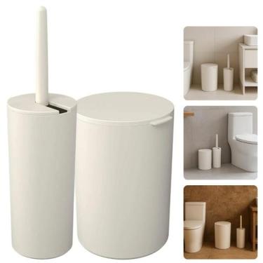 Imagem de Kit Acessórios Banheiro Lavabo Escova Sanitária Lixeira Redonda 5 Litr