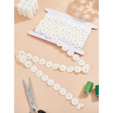 Imagem de Fita de renda de flor de algodão de 5 metros, fita de renda para aparar flores, acabamento bordado branco para embrulho de presente, decoração de vestido de noiva, artesanato, 1 polegada (25 mm)