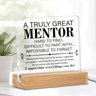 Imagem de Presentes de agradecimento para Mentor Boss Coach, Thank You Mentor Decoração de mesa Placa de acrílico com suporte, placa de mesa de escritório em casa, decoração de chefe