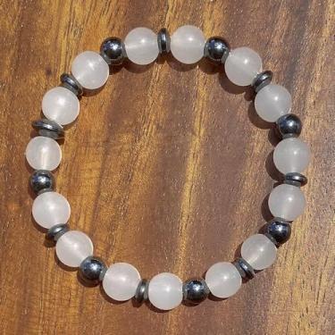 Imagem de Pulseiras de proteção para mulheres, homens, pedra da lua e pedra biliar preta, pedras preciosas feitas à mão, pedras preciosas elásticas de cura para ioga, pulseira de energia espiritual, joias