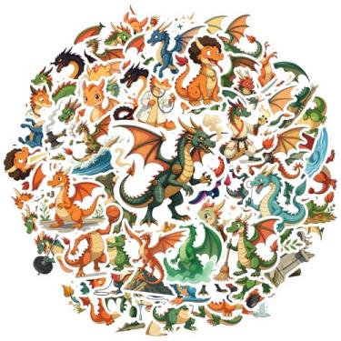 Imagem de 70 pçs dragão fantasia criaturas míticas adesivos brinquedo diy adesivos encantadores graffiti decalques para laptop, bagagem, álbum de recortes, diário, adesivo, guitarra, laptop, capacete, skate