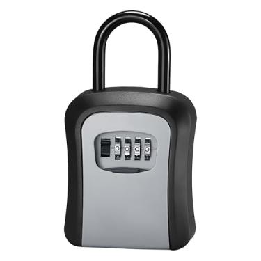 Imagem de SAFEKey Lockbox, caixa de armazenamento portátil de chave montada na parede para chaves de casa, código redefinível, cofre de segurança para casa, escritório, apartamento, armazenamento de chaves