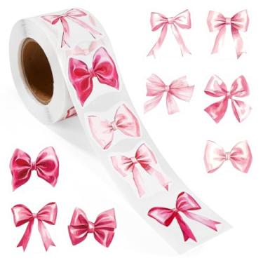 Imagem de 500 peças de adesivos estéticos de laço rosa, laços fofos vintage, decalques de vinil à prova d'água para presente, scrapbook, envelope, garrafa de água, laptop, artesanato, decoração de diário