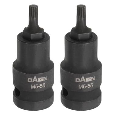 Imagem de Generic 2 peças M5 soquete quadrado triplo 55 mm/2,17" comprimento 1/5.1 cm unidade quadrada 12 pontos extensão ranhura impacto conjunto de chave de porca elétrica S2 soquete de aço chaves catraca