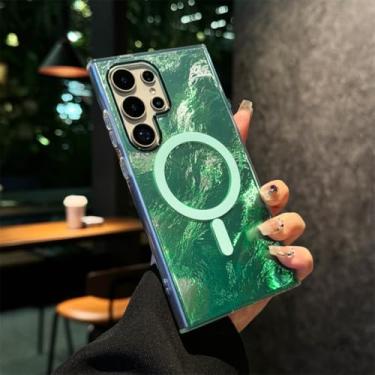 Imagem de Capa Aurora Gradiente para Samsung Galaxy S25 Ultra S24 S22 Plus S23 FE com Laser Magnético e Contraste Colorido (para Samsung S24 FE/Verde)