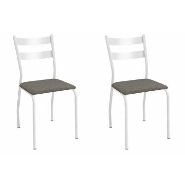 Imagem de Cadeira De Cozinha Bali 2c141br Aço Kit 2 Un Branco-linho Escuro - Kappesberg