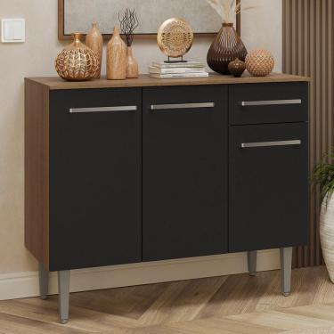 Imagem de Buffet Aparador 105cm 3 Portas E 1 Gaveta Madesa Rustic/preto
