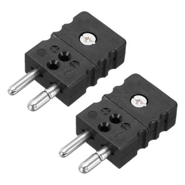 Imagem de Generic Conectores de fio de termopar tipo J, adaptador de plugue macho, pino redondo, temperatura 220°C (220.0 °C) para sensor de termopar, sonda preta, 2 peças