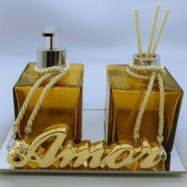 Imagem de Kit Banheiro Aromatizador De Ambiente Porta Sabonete Líquido