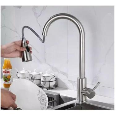 Imagem de Torneira Gourmet Monocomando Pull Down 360  Cozinha Escovada - B2T