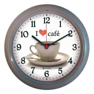 Imagem de Relógio de Parede Analógico Redondo Eurora Café Cinza 658624 - HERWEG