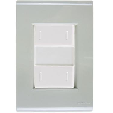 Imagem de Cj Placa Dois Interruptor Duplo Liz Verde Ardósia Tramontina Completo Pronto Tramontina