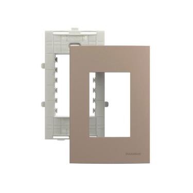 Imagem de Placa Com Suporte Margirius Sleek Colors 4x2 Para 3 Módulos Horizontais Argila