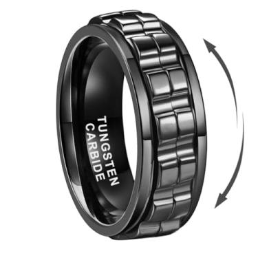 Imagem de TUTISS Anéis giratórios de titânio de tungstênio prateado/preto/dourado de 8 mm para homens e mulheres com ansiedade liberada pela ansiedade, alianças de casamento, noivado, pisadas, polidas,