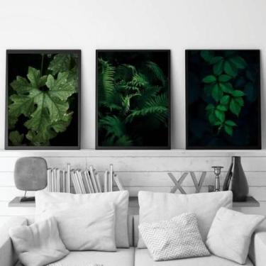 Imagem de Kit 3 Quadros Folhagens 34X23Cm - Moldura Branca - Quadros On-Line