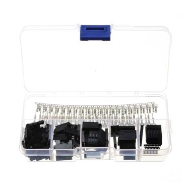 Imagem de 250 peças 2,54 mm 1/2/3/4/5 pinos conectores jumper cabo elétrico macho fêmea pino cabeçalho carcaça crimpagem kit terminal