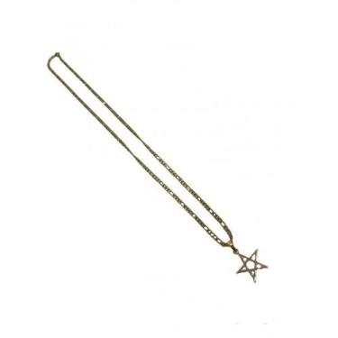 Imagem de Corrente Pingente Pentagrama Vazado 2,20 Cm Dourado - Lua Mística - 10