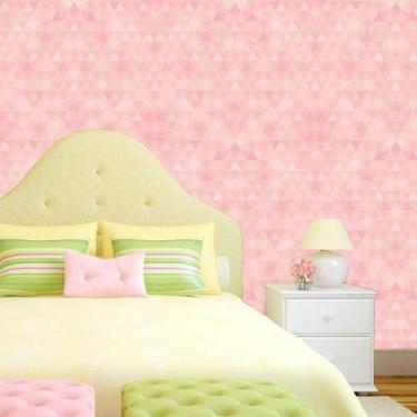 Imagem de Papel De Parede Rosa Geométrico Triangulo Autocolante Sala - LRP