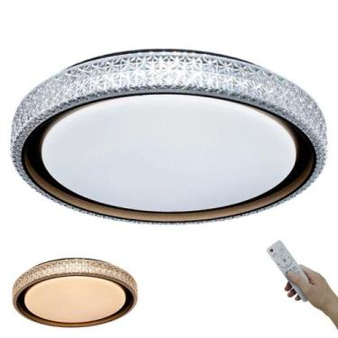 Imagem de Luminaria Plafon LED 3 Tons Cristal Luxo Controle Remoto Quarto Sala R