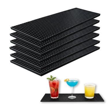 Imagem de Essato 15 x 30 cm tapetes de bar para bancada – Conjunto de 6 tapetes de borracha antiderrapantes para bares, casa, cafeterias, cozinhas – Barmat de secagem de borracha sem PVC