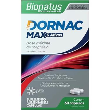 Imagem de Bionatus, Dornac Max, 6 ativos, Suplemento alimentar, Magnésio 350mg, Dimalato, Bisglicinato, Taurato, Cloreto PA, Óxido, Citrato, 60 cápsulas • 30 doses, Branco