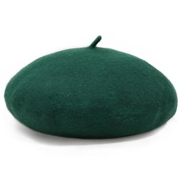 Imagem de MUGANYI Boina feminina clássica francesa - boina de lã preta elegante para festa romântica tema francês vestido chique (tamanho: P/M) (verde)