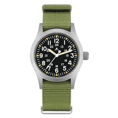 Imagem de Militado ML05 38 mm VH31 Relógio de quartzo – C3 Relógio de pulso retroluminoso superluminoso para homens, 100 m, à prova d'água, Preto/Movimento 2035/com flecha/pulseira verde
