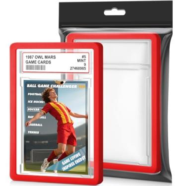 Imagem de 1 pacote com placa de cartão graduado com conjunto de para-choques de laje PSA, protetor de placa de TPU rígido PSA protetor de placa de cartão classificado com posição de etiqueta para cartões de