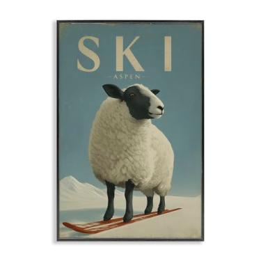 Imagem de Stupell Industries "Ski Aspen Sheep", arte giclée emoldurada, preta, 12 x 18