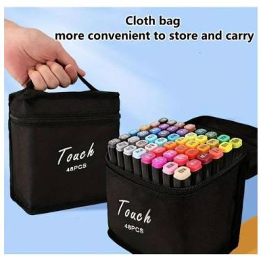 Imagem de Kit caneta marcador ponta dupla 48 cores cbolsa preta 1229562 - Curiti