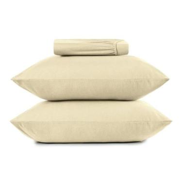 Imagem de Jogo Cama Casal 3 Pcs Malha Fio Penteado Liso Altenburg, Bege Mocha