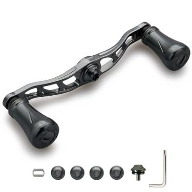 Imagem de HEIGHTEN Carretel de pesca de 105 mm com botão de 19 mm para Shimano Daiwa Abu Garcia Penn Kastking Lew's Baitcasting Reel Power Crank Acessório (cinza escuro) (1157)