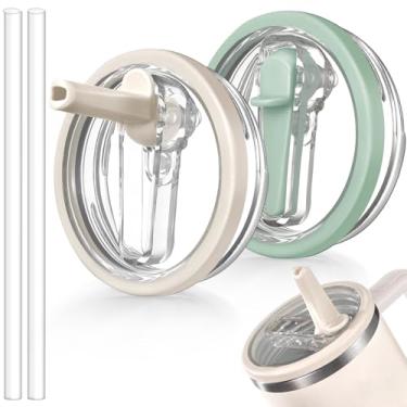 Imagem de ANTAND Tampa flip de canudo à prova de vazamento de 1,134 g para Stanley H2.0 Quencher Protour Tumbler, pacote com 2 tampas à prova de derramamento tampa de canudo de substituição para acessórios de