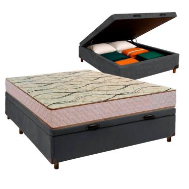 Imagem de Cama Box Bau Cinza Casal + Colchão D33 Maxsono Paropas