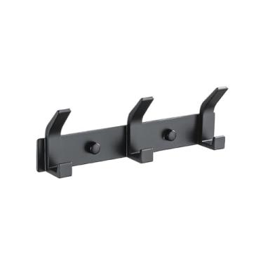 Imagem de Prateleiras suspensas Ganchos de suspensão modernos, suporte de alumínio para armazenamento, porta de banheiro, cabide para casacos, montagem na parede(Preto,X-Small)