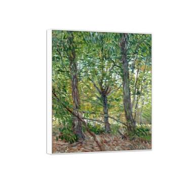 Imagem de Vincent van Gogh Famosa pintura em tela de arte de parede pronta para pendurar. Árvores Imagem em moldura branca para decoração de sala de estar 70 x 85 cm 27 x 33 pol