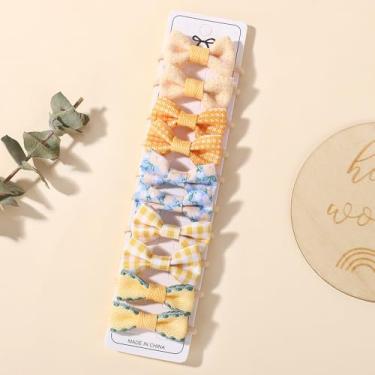 Imagem de 10 peças de laços de cabelo com laços, pequenos elásticos de 4 cm, suportes de rabo de cavalo, tecido macio, laço de flor, faixas de cabelo de borracha para mulheres jovens (10 peças-Q)