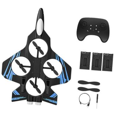 Imagem de Dynwave Avião planador de controle remoto, acessório para sacolinha de, presente prático para crianças, avião a jato de controle remoto com luz, Bateria Azul 3