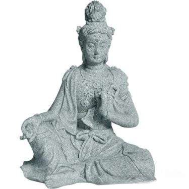 Imagem de FENNYYAR Estátua de Guan Yin Buda Meditando Zen Desktop, 11 cm 4,3 polegadas, Ornamento Kwan Yin Chinese Feng Shui Decor