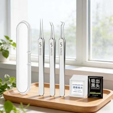 Imagem de Kit profissional de extrator de espinha, 3 peças, ferramentas de remoção de cravos faciais de aço inoxidável, conjunto de extrator de acne, adequado para cuidados com a pele e tratamentos faciais